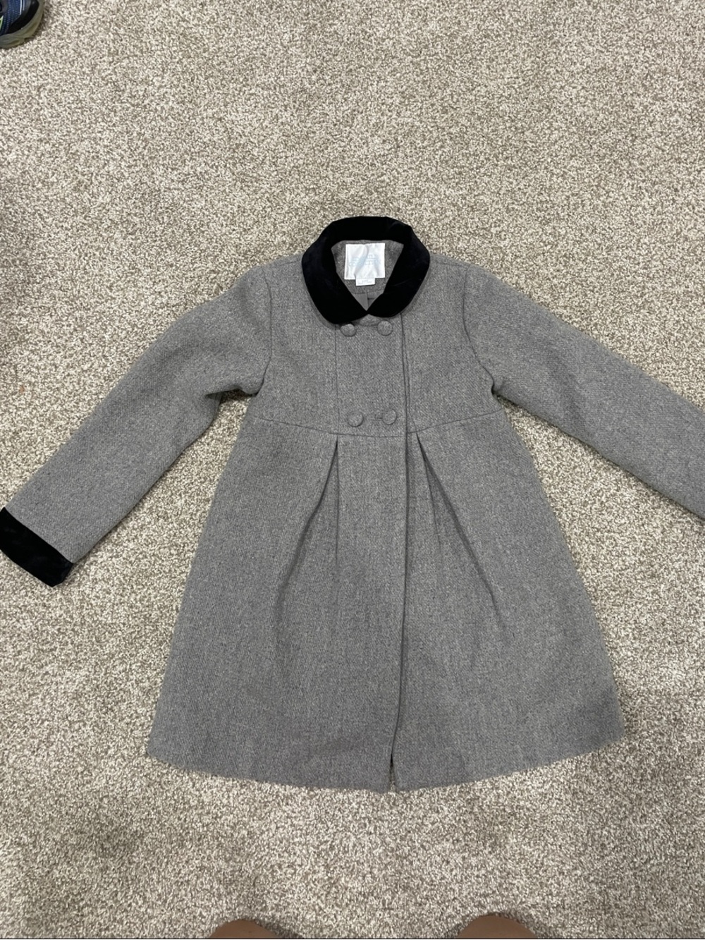 Edgehill Collection Gray Peacoat with Black Velvet Trim